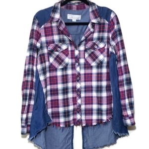 Vintage Havana Frayed Flannel Top Size Large